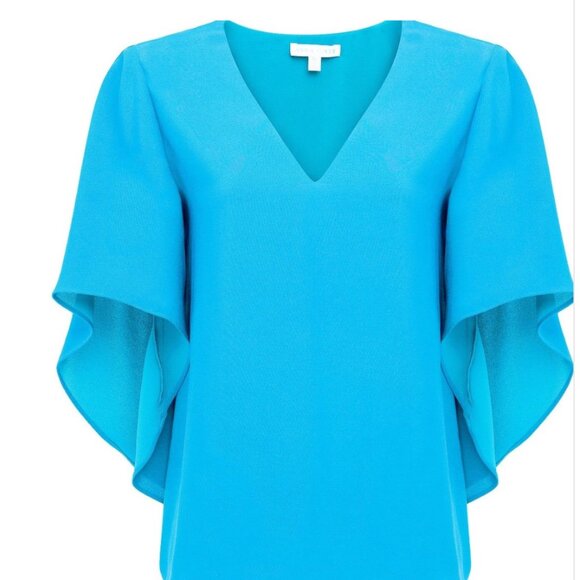 Anna Cate Womens Scuba Blue Blouse Top Size L NWT - Picture 1 of 5